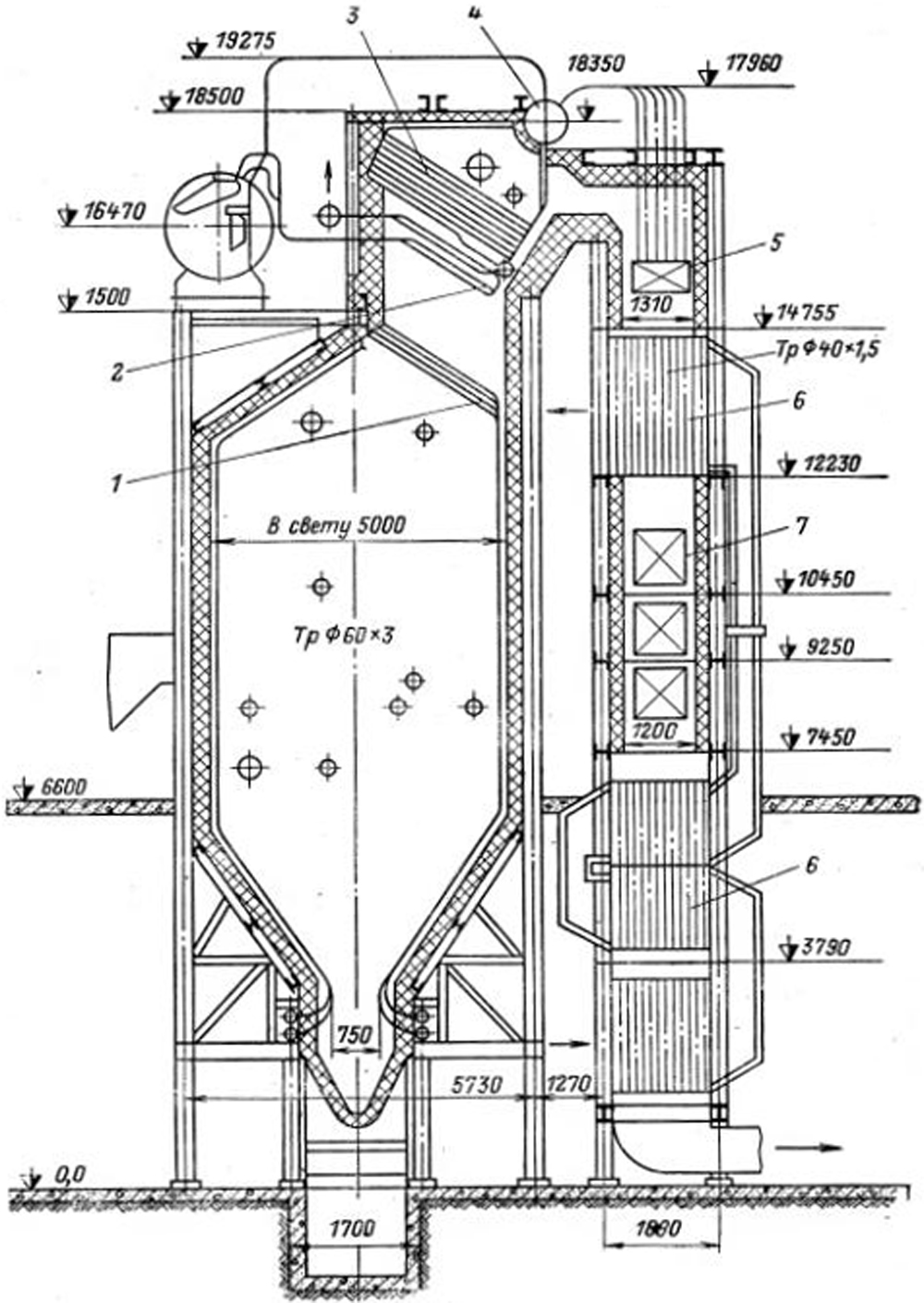 Котельный агрегат с топкой для газа и мазута